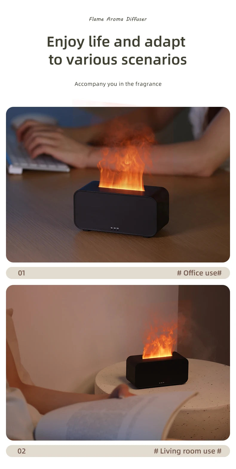 Flame Aroma Diffuser — Real flickering - Flame Glow + Aromatherapy Mist for Instant Calm