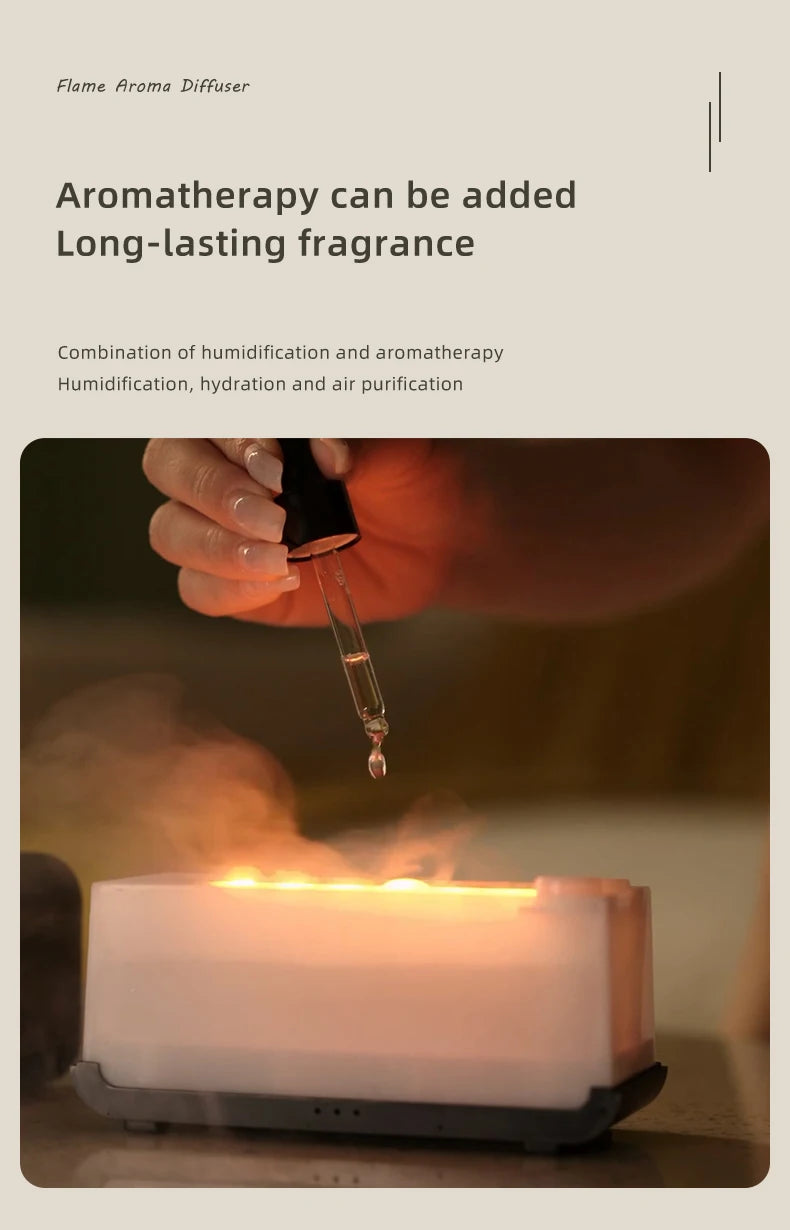 Flame Aroma Diffuser — Real flickering - Flame Glow + Aromatherapy Mist for Instant Calm