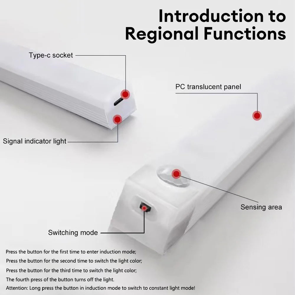 Rechargeable Under-Cabinet Light — Tap-to-glow Bar Light — Cordless and Stick-on.