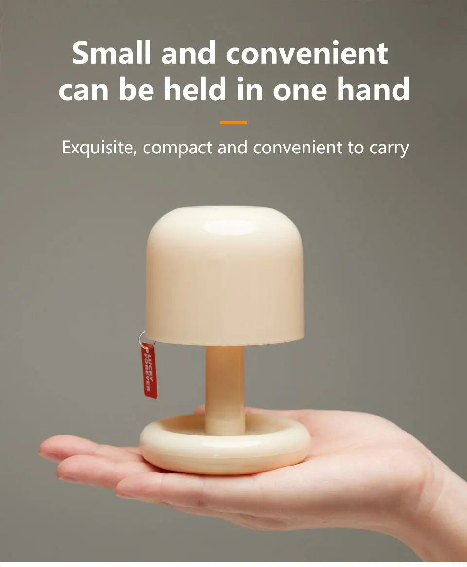 Mini Mushroom Lamp — Pocket-size Mushroom Mood Light — Rechargeable, Warm, Adorable