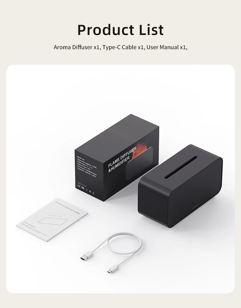 Flame Aroma Diffuser — Real flickering - Flame Glow + Aromatherapy Mist for Instant Calm
