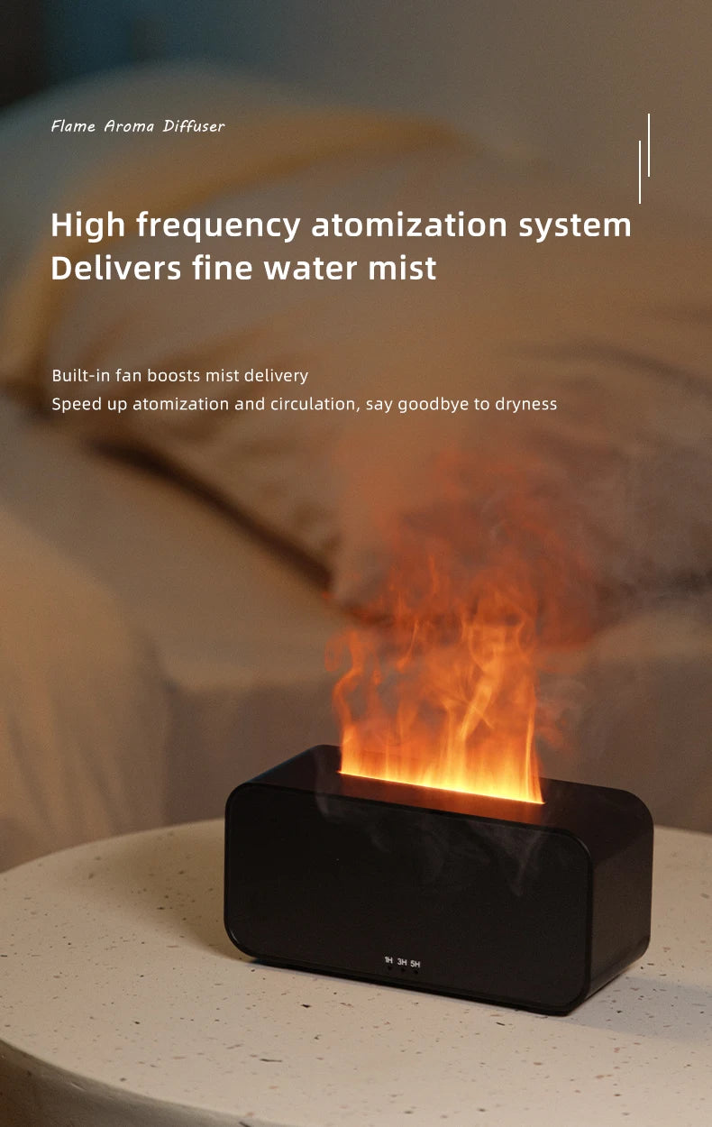 Flame Aroma Diffuser — Real flickering - Flame Glow + Aromatherapy Mist for Instant Calm