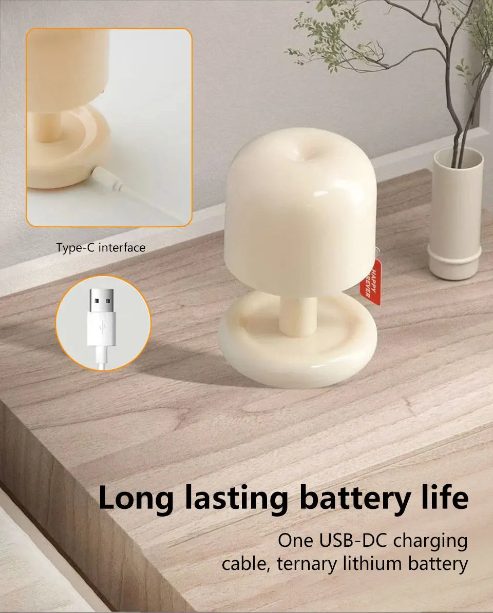 Mini Mushroom Lamp — Pocket-size Mushroom Mood Light — Rechargeable, Warm, Adorable