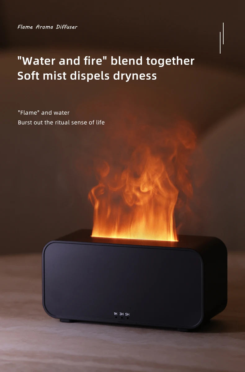 Flame Aroma Diffuser — Real flickering - Flame Glow + Aromatherapy Mist for Instant Calm