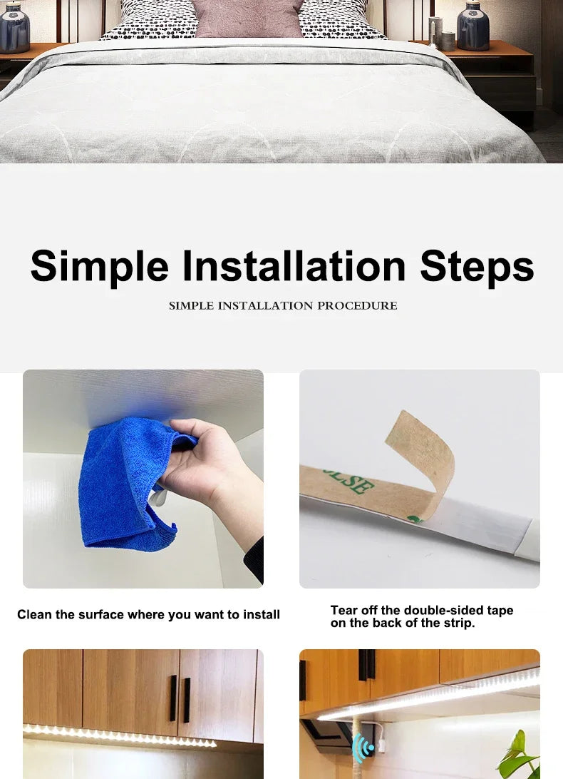 Motion Sensor Cabinet Strip — Light for Closets and Cabinets — Sticks Anywhere, Senses You.